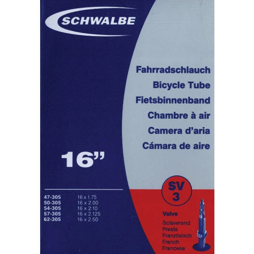 Chambre à Air Schwalbe SV3 16p Valve Presta De 40 Mm - ETRTO 47/62-305 6 Chambre à Air Schwalbe SV3 16p Valve Presta De 40 Mm - ETRTO 47/62-305 – Image 4